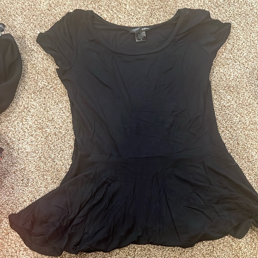 Aqua black peplum top